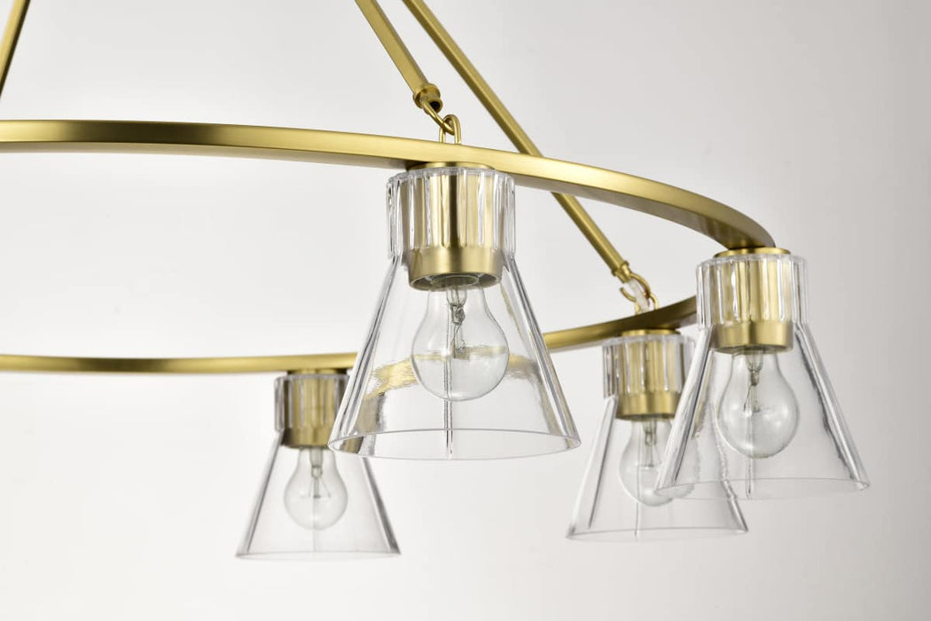 Chandelier Nuvo 60-8346 Gianna - 8 Light Chandelier - Vintage Brass Finish - Clear Glass Nuvo