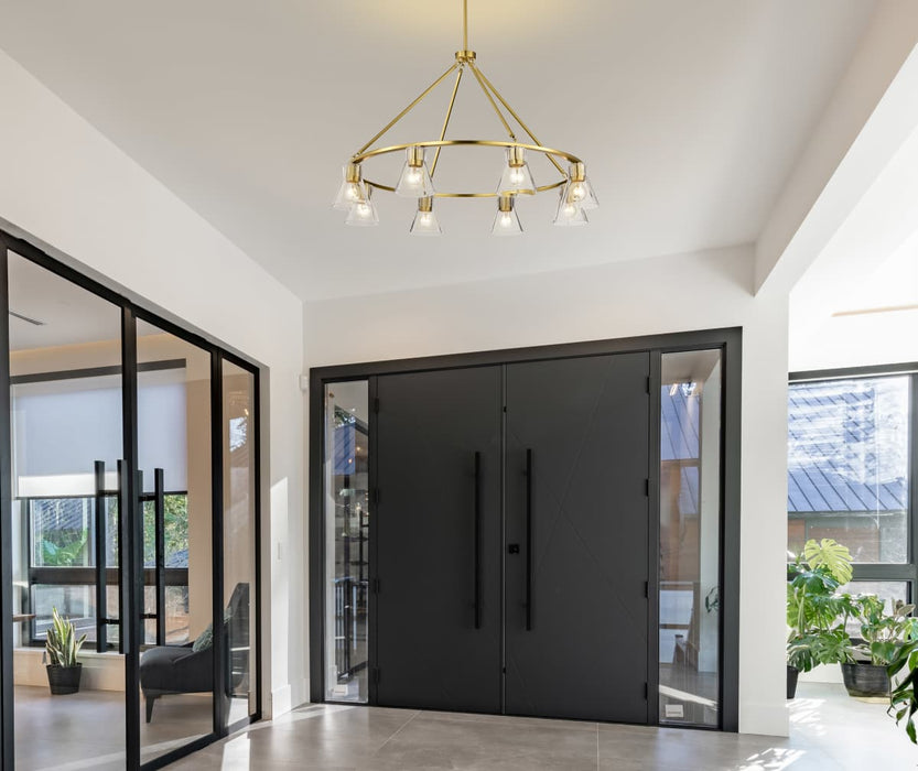 Chandelier Nuvo 60-8346 Gianna - 8 Light Chandelier - Vintage Brass Finish - Clear Glass Nuvo