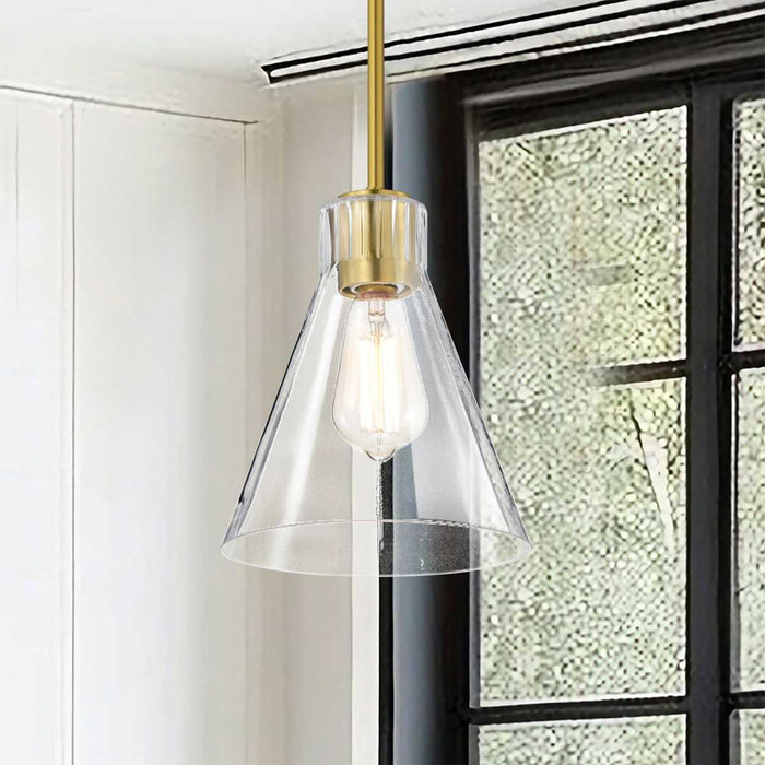 Mini Pendant Nuvo 60-8347 Gianna - Mini Pendant - Vintage Brass Finish - Clear Glass Nuvo