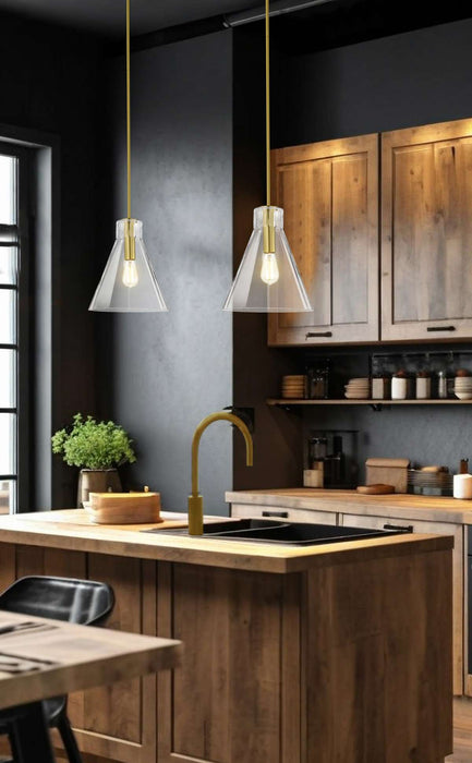 Pendant Nuvo 60-8348 Gianna - 1 Light Medium Pendant - Vintage Brass Finish - Clear Glass Nuvo