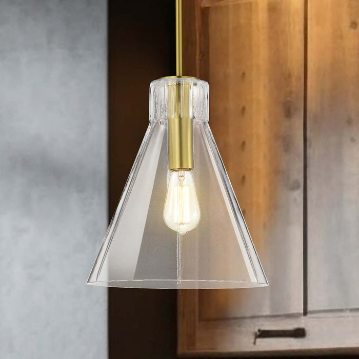 Pendant Nuvo 60-8348 Gianna - 1 Light Medium Pendant - Vintage Brass Finish - Clear Glass Nuvo