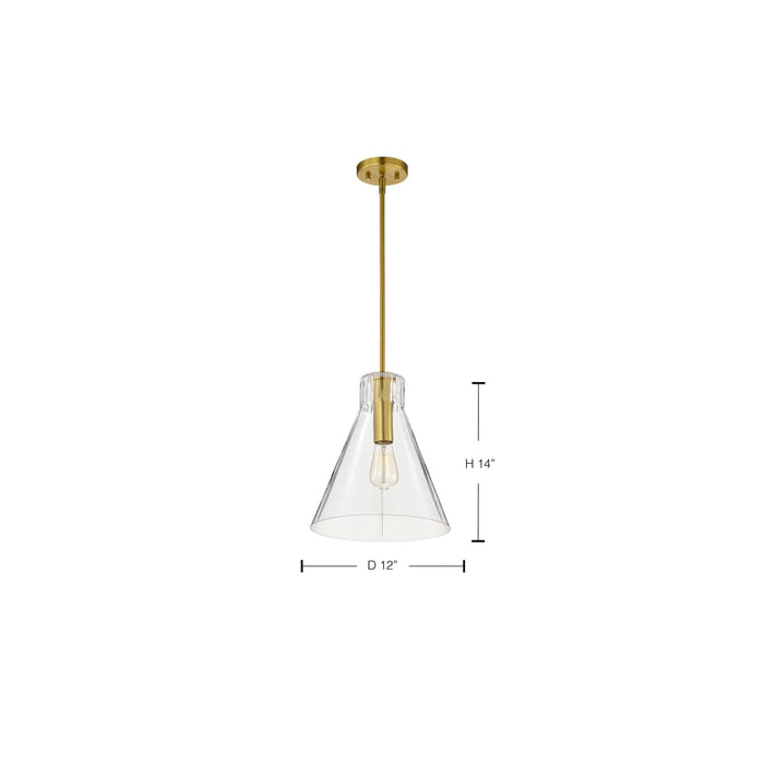 Pendant Nuvo 60-8348 Gianna - 1 Light Medium Pendant - Vintage Brass Finish - Clear Glass Nuvo