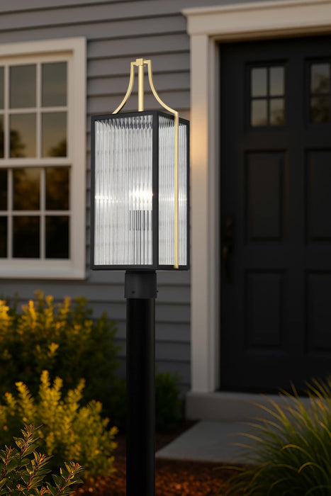 Post Lantern Nuvo 60-8504 Holden - Outdoor Post Lantern - Gold and Black Finish - Clear Glass Nuvo