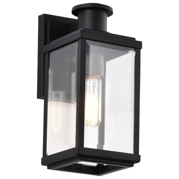 Wall Lantern Nuvo 60-8510 Luca - Small Outdoor Lantern - Sand Black Finish - Clear Beveled Glass Nuvo