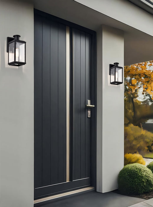 Wall Lantern Nuvo 60-8510 Luca - Small Outdoor Lantern - Sand Black Finish - Clear Beveled Glass Nuvo
