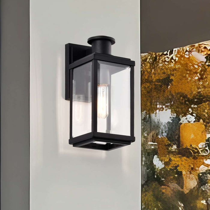 Wall Lantern Nuvo 60-8510 Luca - Small Outdoor Lantern - Sand Black Finish - Clear Beveled Glass Nuvo