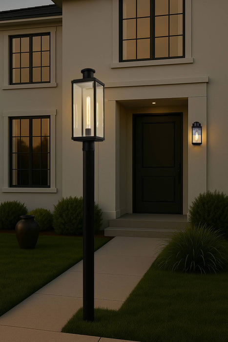 Wall Lantern Nuvo 60-8510 Luca - Small Outdoor Lantern - Sand Black Finish - Clear Beveled Glass Nuvo