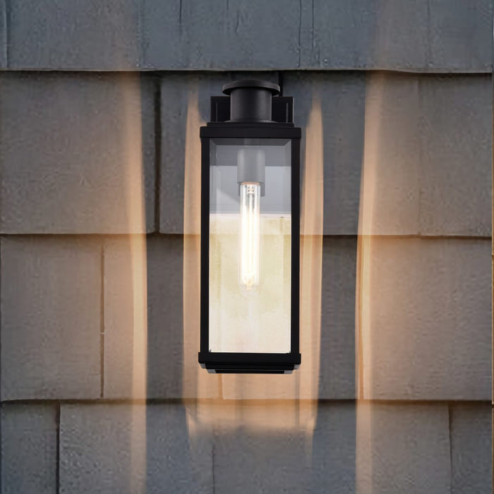 Wall Lantern Nuvo 60-8511 Luca - Medium Outdoor Lantern - Sand Black Finish - Clear Beveled Glass Nuvo