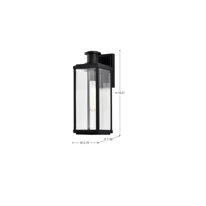 Wall Lantern Nuvo 60-8511 Luca - Medium Outdoor Lantern - Sand Black Finish - Clear Beveled Glass Nuvo
