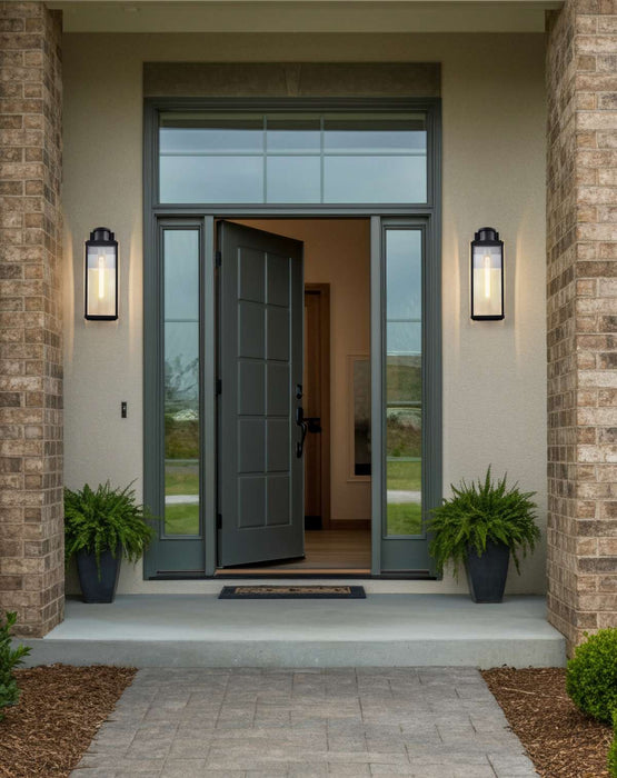 Wall Lantern Nuvo 60-8512 Luca - Large Outdoor Lantern - Sand Black Finish - Clear Beveled Glass Nuvo