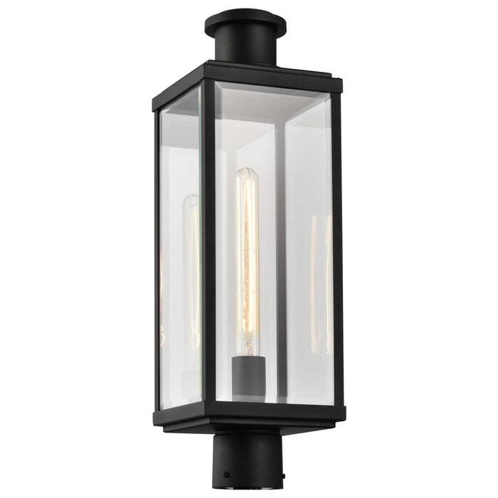 Post Lantern Nuvo 60-8513 Luca - Outdoor Post Lantern - Sand Black Finish - Clear Beveled Glass Nuvo