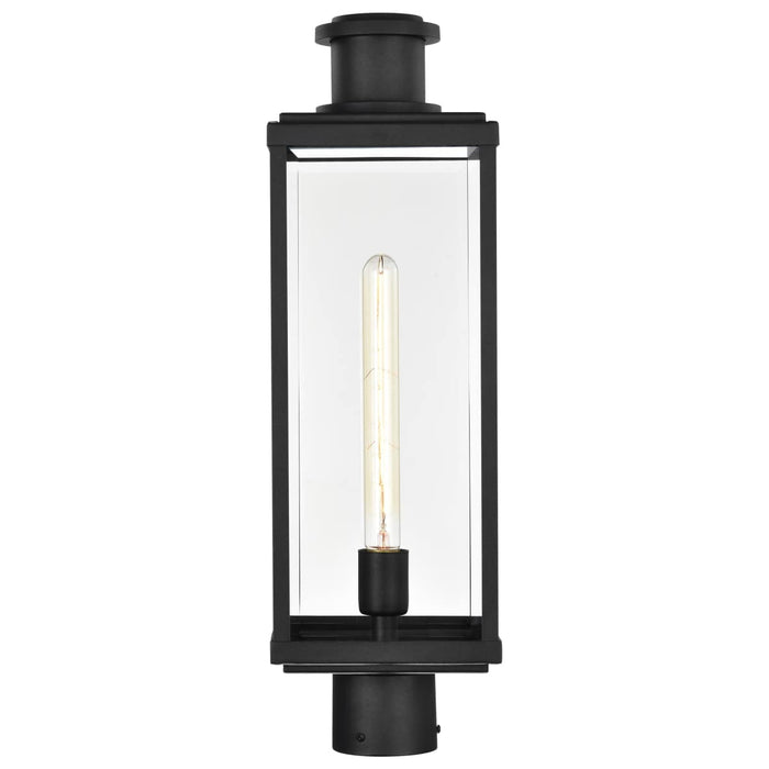 Post Lantern Nuvo 60-8513 Luca - Outdoor Post Lantern - Sand Black Finish - Clear Beveled Glass Nuvo