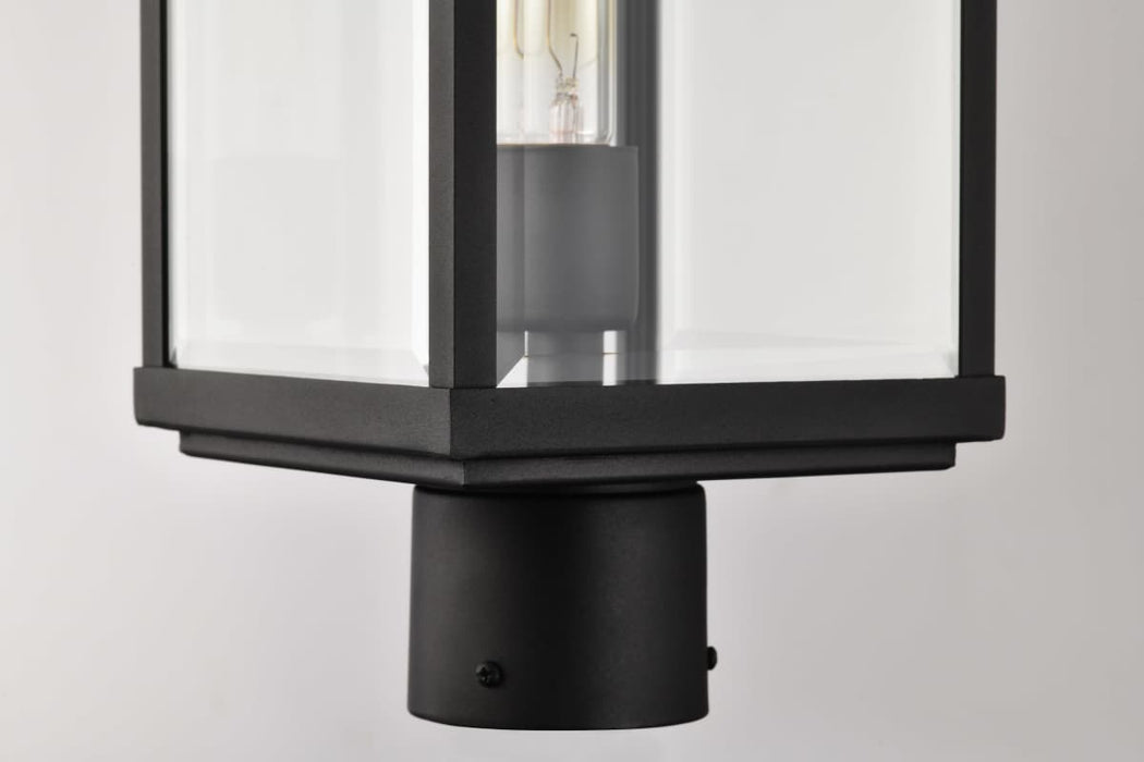 Post Lantern Nuvo 60-8513 Luca - Outdoor Post Lantern - Sand Black Finish - Clear Beveled Glass Nuvo