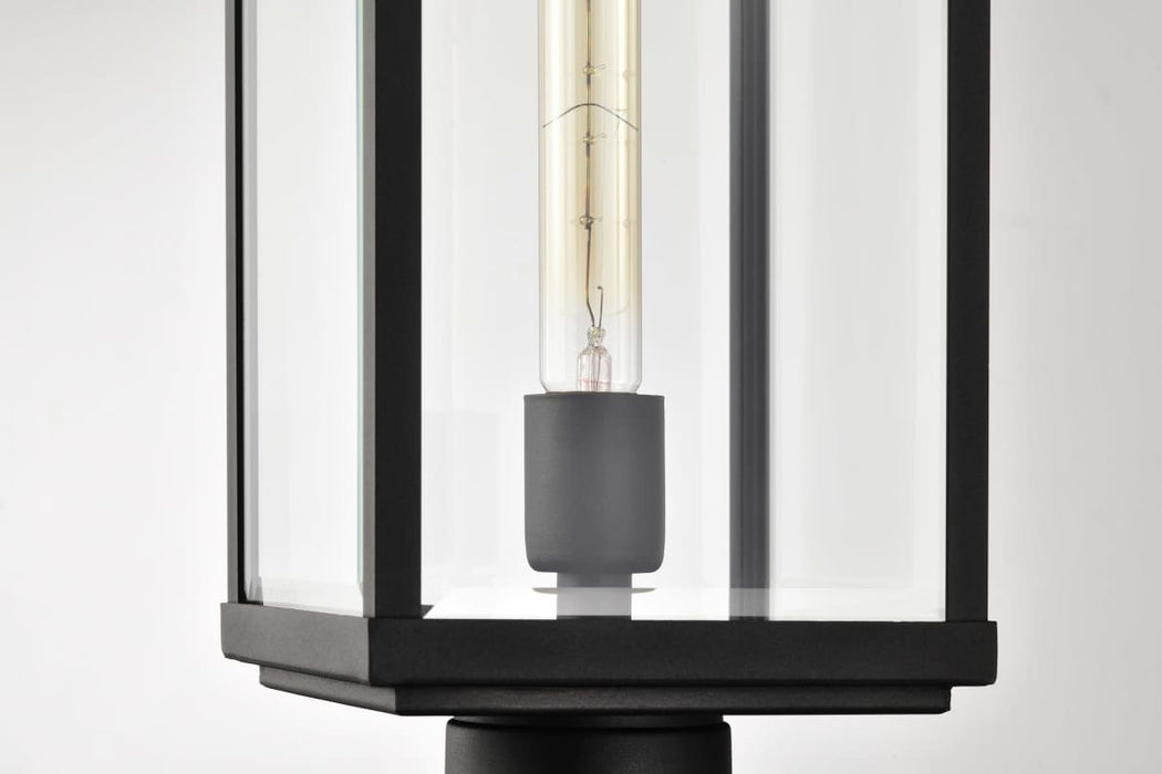 Post Lantern Nuvo 60-8513 Luca - Outdoor Post Lantern - Sand Black Finish - Clear Beveled Glass Nuvo