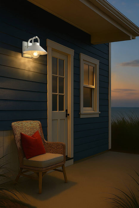 Wall Lantern Nuvo 60-8521 Ridge - Medium Outdoor Lantern - White Finish - Clear Seeded Glass Nuvo