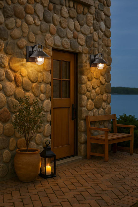 Wall Lantern Nuvo 60-8530 Ridge - Small Outdoor Lantern - Bronze Finish - Clear Seeded Glass Nuvo