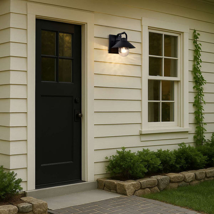 Wall Lantern Nuvo 60-8540 Ridge - Small Outdoor Lantern - Black Finish - Clear Seeded Glass Nuvo