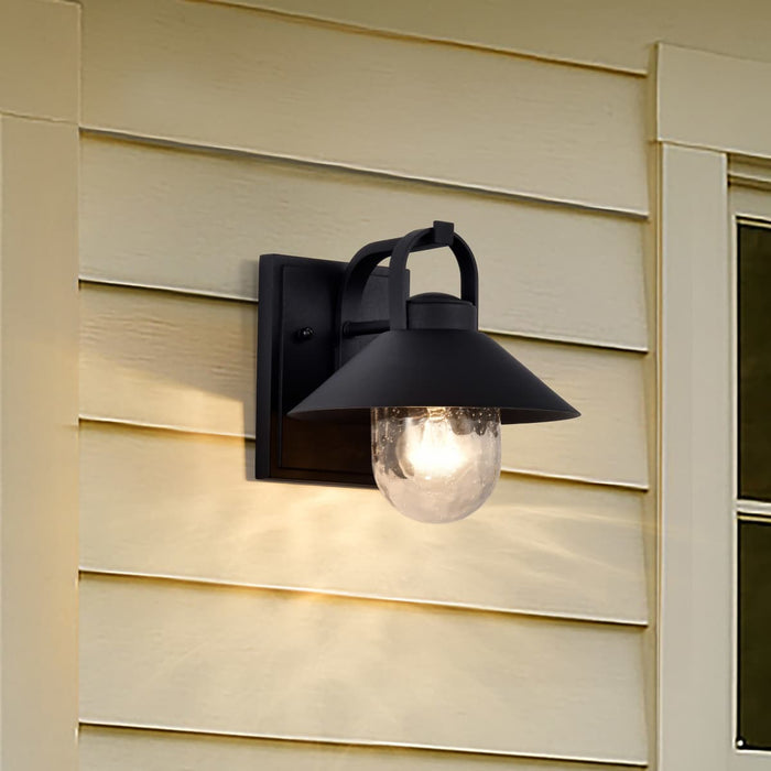 Wall Lantern Nuvo 60-8540 Ridge - Small Outdoor Lantern - Black Finish - Clear Seeded Glass Nuvo