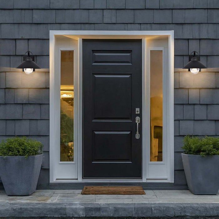 Wall Lantern Nuvo 60-8541 Ridge - Medium Outdoor Lantern - Black Finish - Clear Seeded Glass Nuvo
