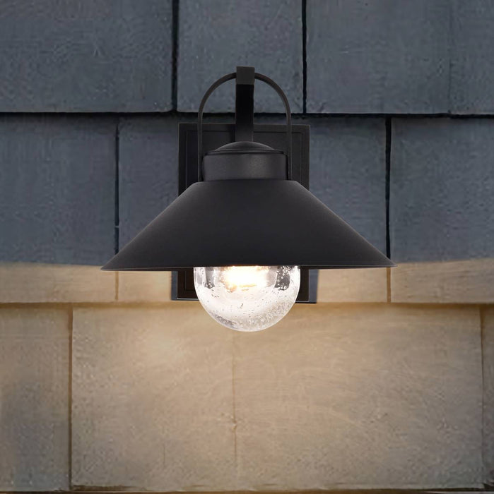 Wall Lantern Nuvo 60-8541 Ridge - Medium Outdoor Lantern - Black Finish - Clear Seeded Glass Nuvo