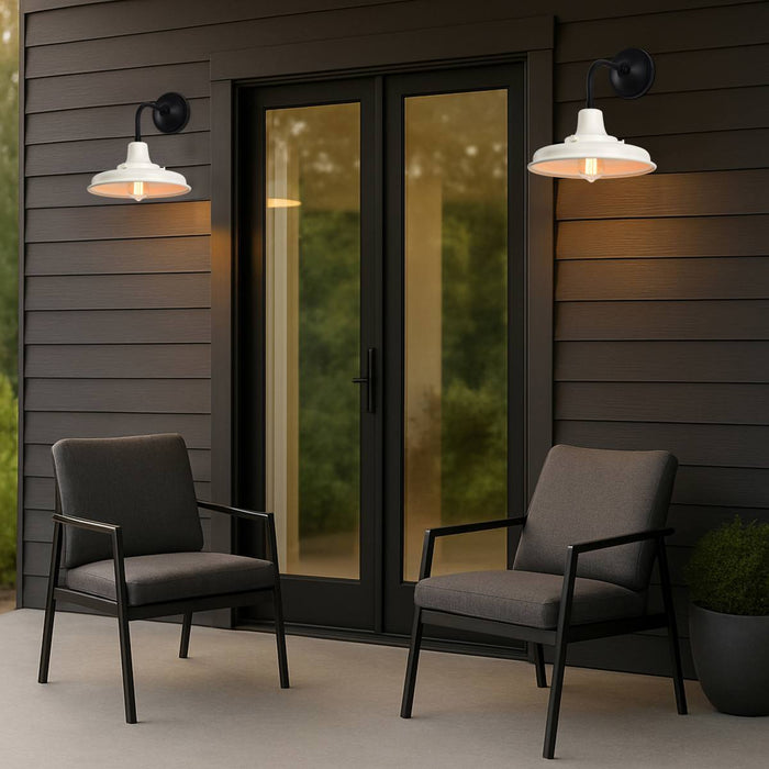 Wall Lantern Nuvo 60-8561 Morris - Medium Outdoor Lantern - Black Finish - White Shade Nuvo