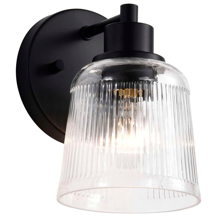 Vanity Nuvo 60-8601 Grayson - 1 Light Vanity - Matte Black Finish - Clear Ribbed Glass Nuvo