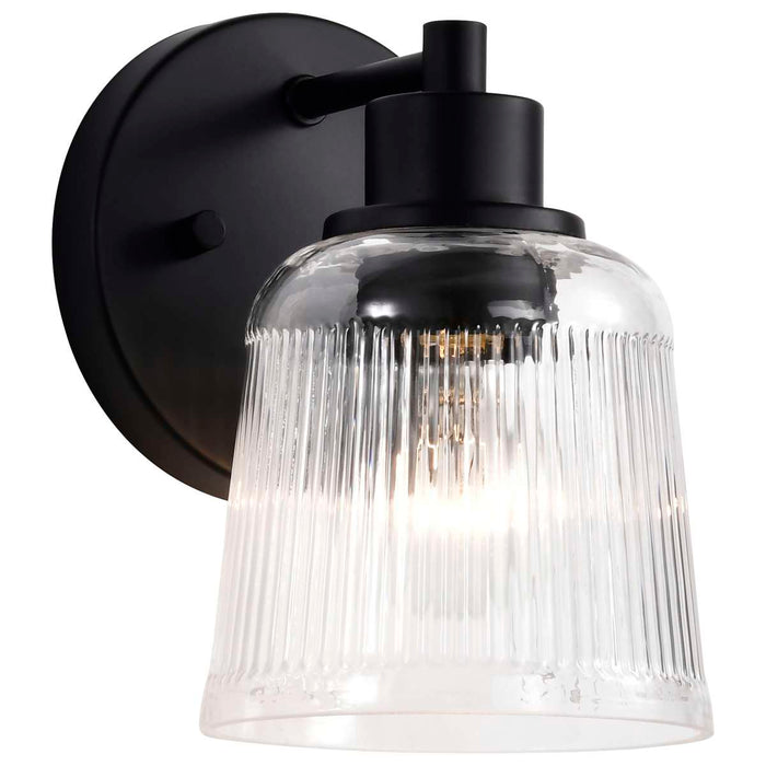 Vanity Nuvo 60-8601 Grayson - 1 Light Vanity - Matte Black Finish - Clear Ribbed Glass Nuvo