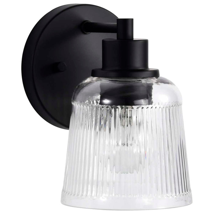 Vanity Nuvo 60-8601 Grayson - 1 Light Vanity - Matte Black Finish - Clear Ribbed Glass Nuvo