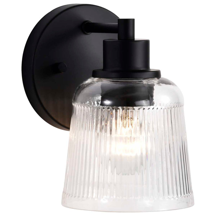 Vanity Nuvo 60-8601 Grayson - 1 Light Vanity - Matte Black Finish - Clear Ribbed Glass Nuvo