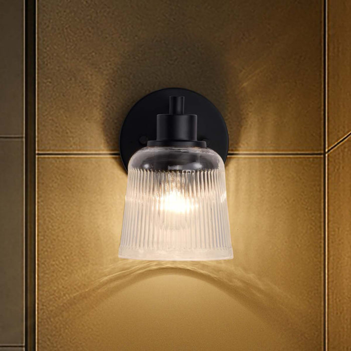 Vanity Nuvo 60-8601 Grayson - 1 Light Vanity - Matte Black Finish - Clear Ribbed Glass Nuvo
