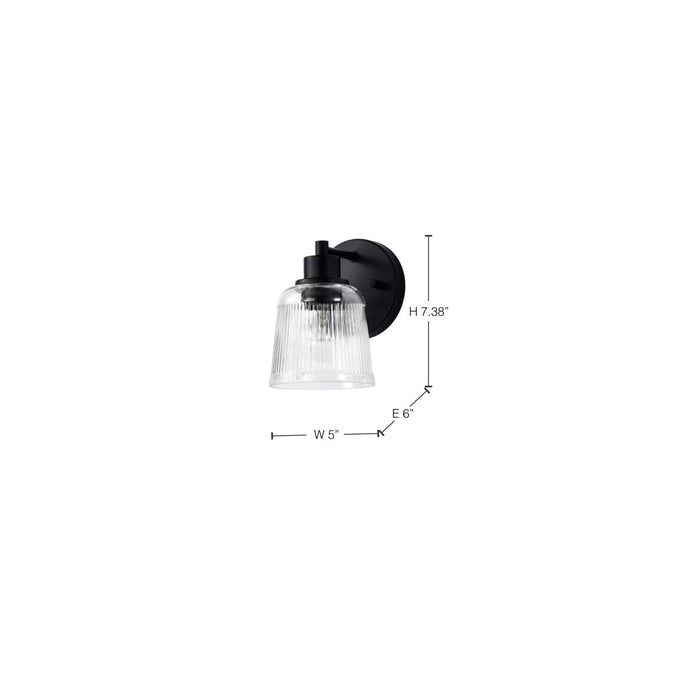 Vanity Nuvo 60-8601 Grayson - 1 Light Vanity - Matte Black Finish - Clear Ribbed Glass Nuvo