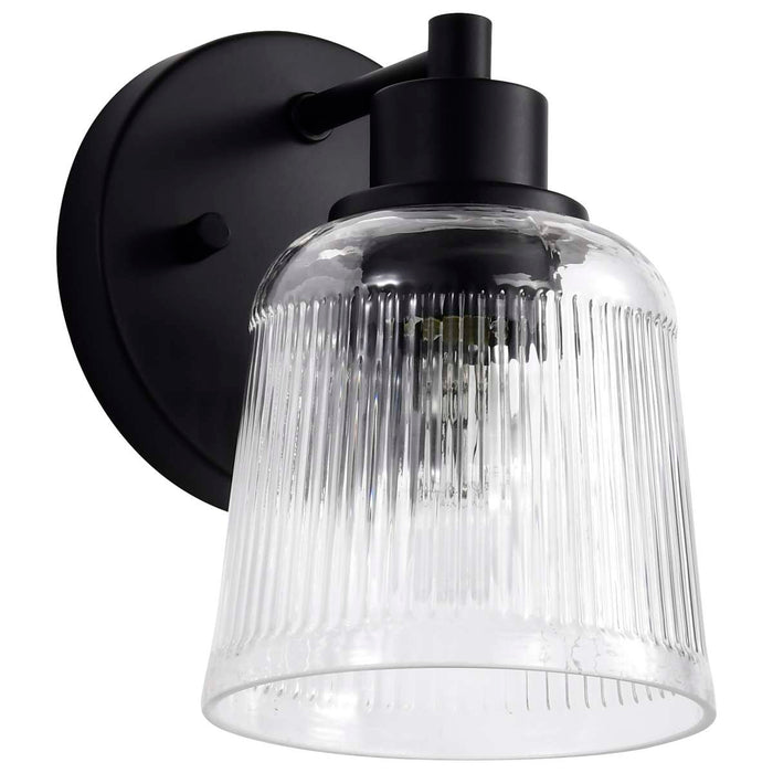 Vanity Nuvo 60-8601 Grayson - 1 Light Vanity - Matte Black Finish - Clear Ribbed Glass Nuvo
