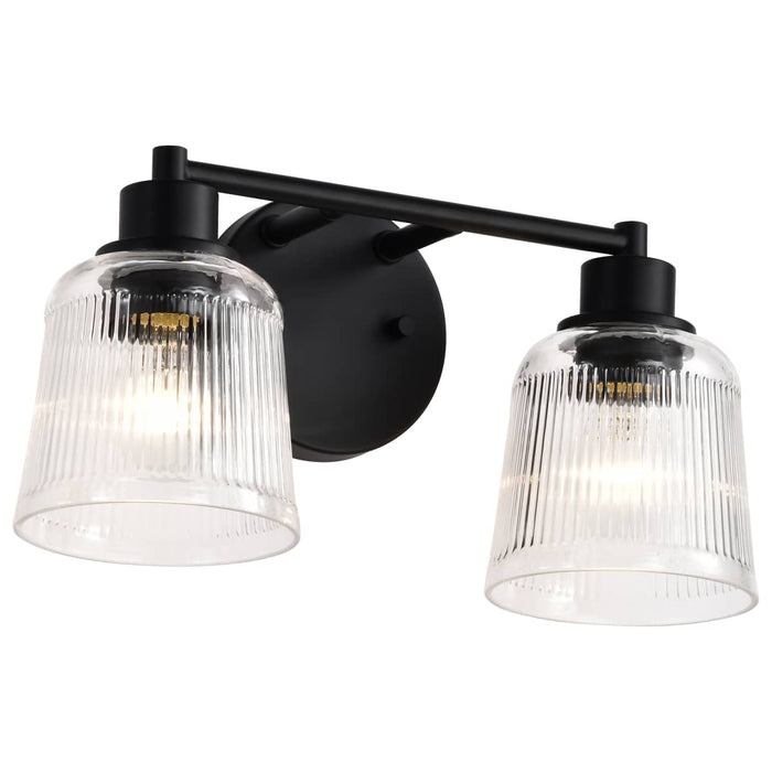 Vanity Nuvo 60-8602 Grayson - 2 Light Vanity - Matte Black Finish - Clear Ribbed Glass Nuvo