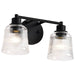 Vanity Nuvo 60-8602 Grayson - 2 Light Vanity - Matte Black Finish - Clear Ribbed Glass Nuvo
