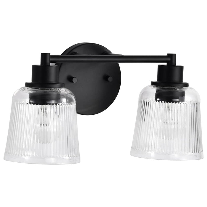 Vanity Nuvo 60-8602 Grayson - 2 Light Vanity - Matte Black Finish - Clear Ribbed Glass Nuvo
