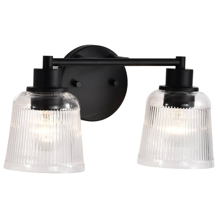 Vanity Nuvo 60-8602 Grayson - 2 Light Vanity - Matte Black Finish - Clear Ribbed Glass Nuvo