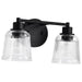 Vanity Nuvo 60-8602 Grayson - 2 Light Vanity - Matte Black Finish - Clear Ribbed Glass Nuvo