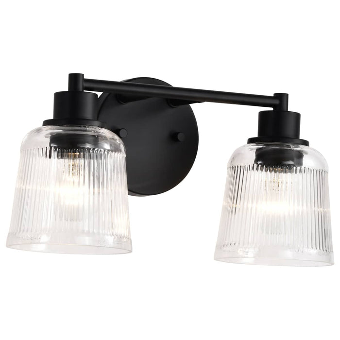 Vanity Nuvo 60-8602 Grayson - 2 Light Vanity - Matte Black Finish - Clear Ribbed Glass Nuvo