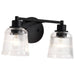 Vanity Nuvo 60-8602 Grayson - 2 Light Vanity - Matte Black Finish - Clear Ribbed Glass Nuvo