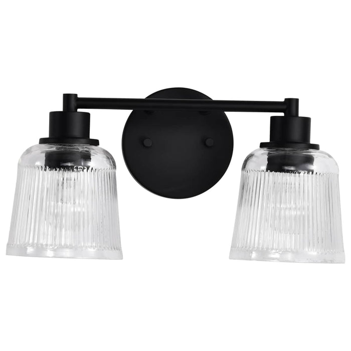 Vanity Nuvo 60-8602 Grayson - 2 Light Vanity - Matte Black Finish - Clear Ribbed Glass Nuvo