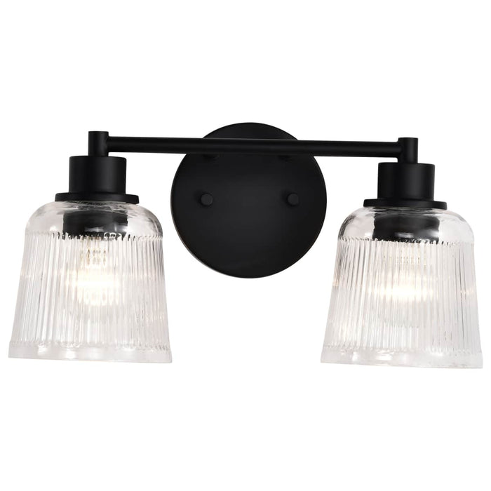 Vanity Nuvo 60-8602 Grayson - 2 Light Vanity - Matte Black Finish - Clear Ribbed Glass Nuvo