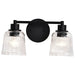 Vanity Nuvo 60-8602 Grayson - 2 Light Vanity - Matte Black Finish - Clear Ribbed Glass Nuvo