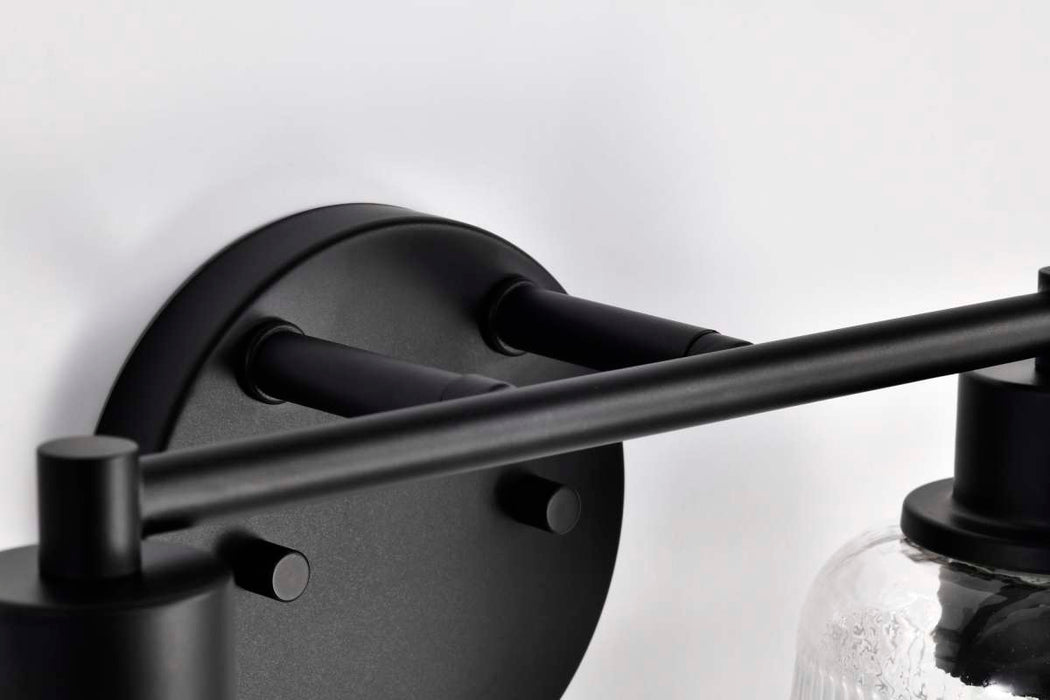 Vanity Nuvo 60-8602 Grayson - 2 Light Vanity - Matte Black Finish - Clear Ribbed Glass Nuvo