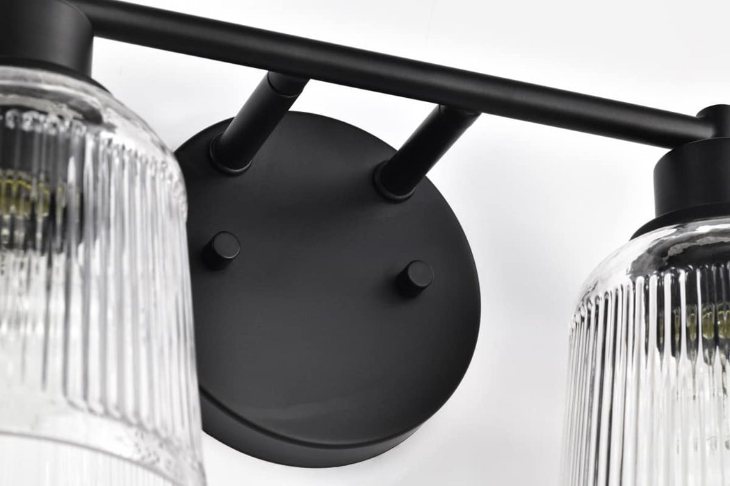 Vanity Nuvo 60-8602 Grayson - 2 Light Vanity - Matte Black Finish - Clear Ribbed Glass Nuvo
