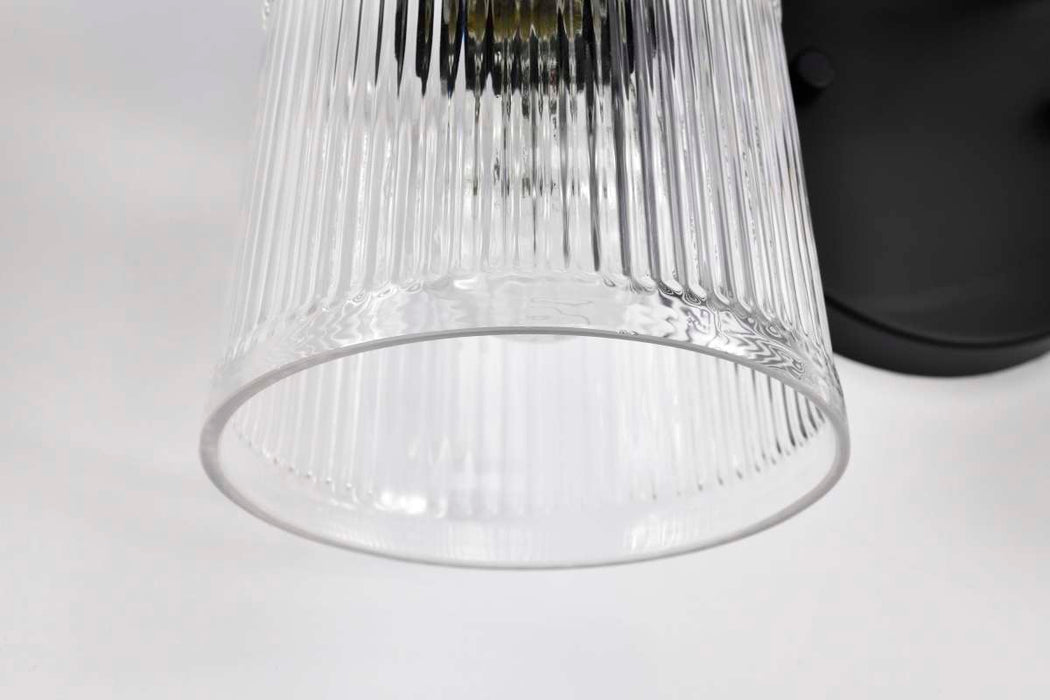 Vanity Nuvo 60-8602 Grayson - 2 Light Vanity - Matte Black Finish - Clear Ribbed Glass Nuvo