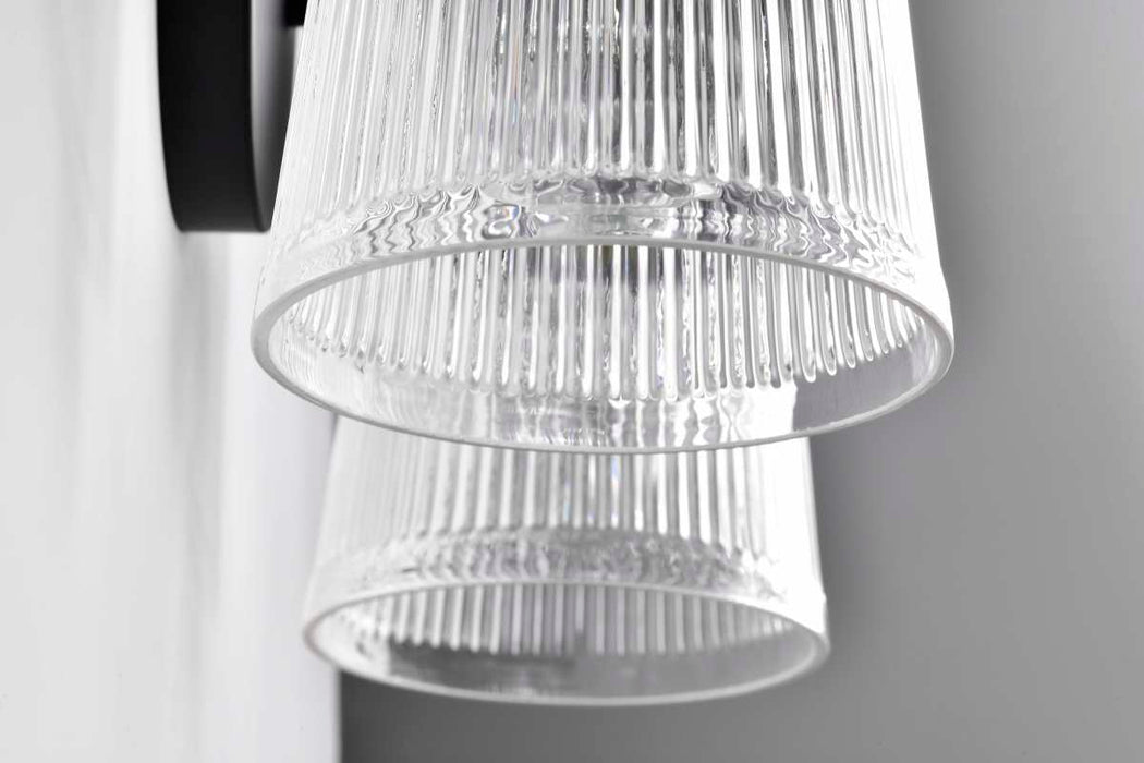 Vanity Nuvo 60-8602 Grayson - 2 Light Vanity - Matte Black Finish - Clear Ribbed Glass Nuvo
