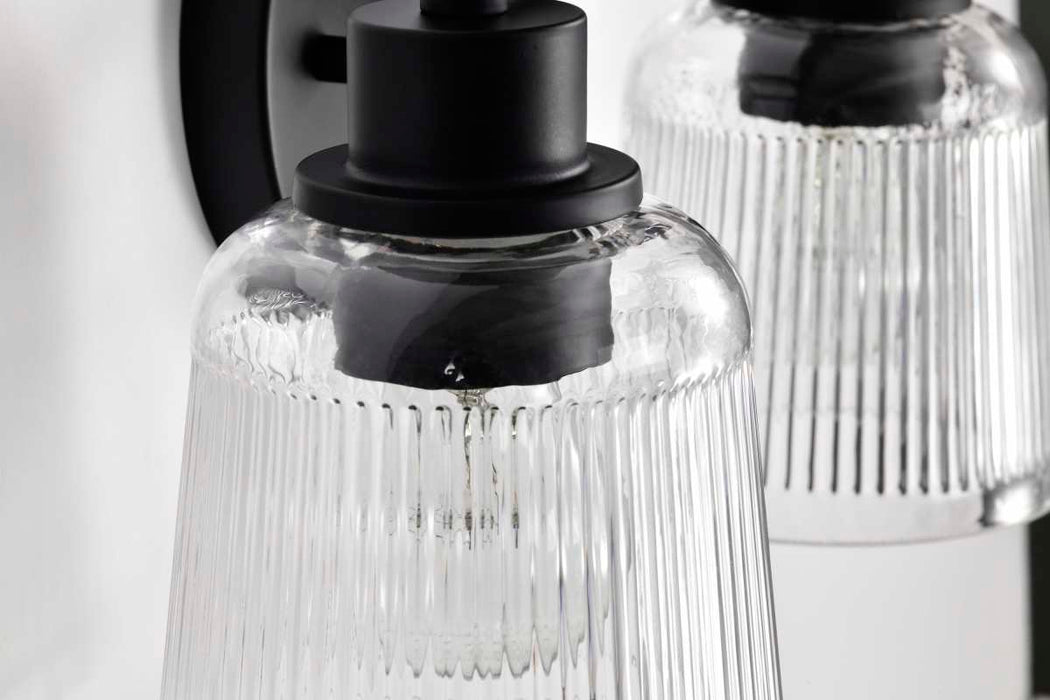 Vanity Nuvo 60-8602 Grayson - 2 Light Vanity - Matte Black Finish - Clear Ribbed Glass Nuvo