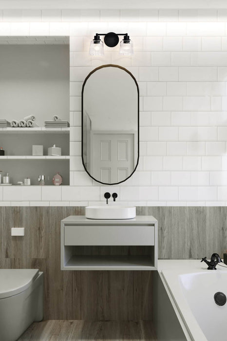 Vanity Nuvo 60-8602 Grayson - 2 Light Vanity - Matte Black Finish - Clear Ribbed Glass Nuvo