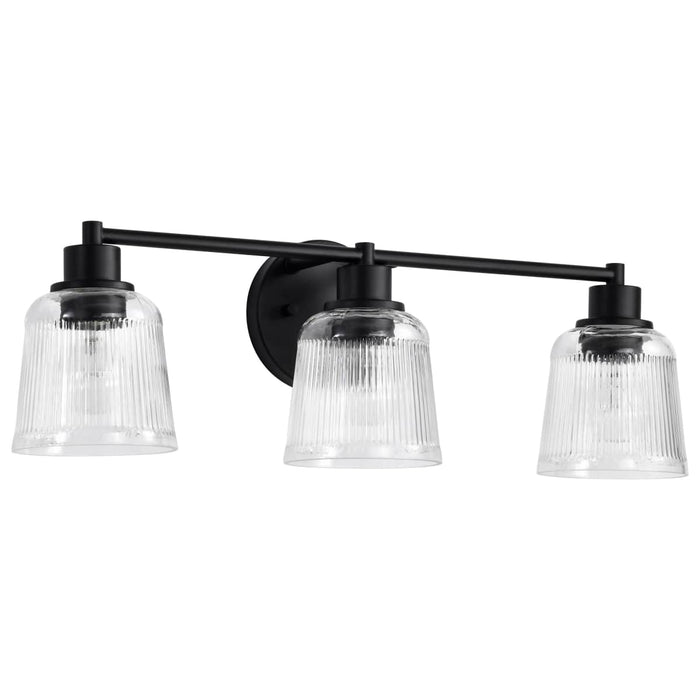 Vanity Nuvo 60-8603 Grayson - 3 Light Vanity - Matte Black Finish - Clear Ribbed Glass Nuvo