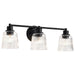 Vanity Nuvo 60-8603 Grayson - 3 Light Vanity - Matte Black Finish - Clear Ribbed Glass Nuvo